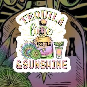 Tie Dye Tequila Lime & Sunshine Sticker Pack Of 3